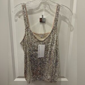 NWT Love on a Hanger champagne Sequin Embellished Tank Top - M